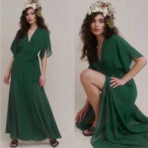 NWT Reformation Deep Green Maxi Dress size Petite Small